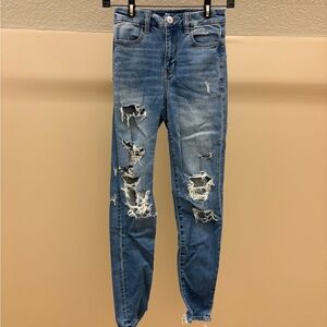 American Eagle Outfitters Ripped Blue Jeggings